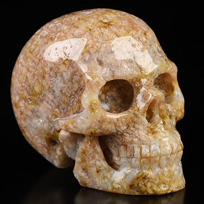 2.0" Brown Ocean Agate Hand Carved Crystal Skull, Realistic, Crystal Healing
