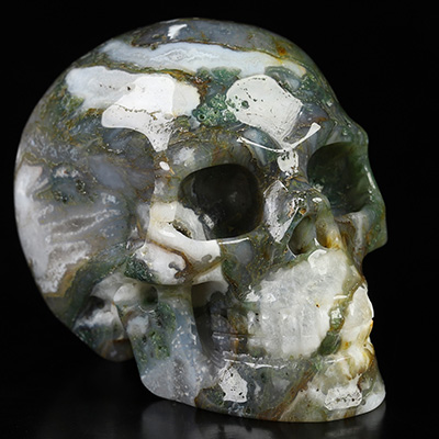 2.0" Green Moss Agate Hand Carved Crystal Skull, Realistic, Crystal Healing