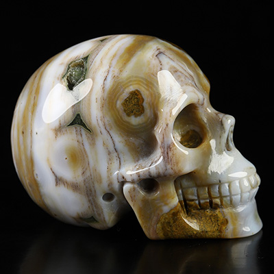 1.8" Ocean Jasper Hand Carved Crystal Skull, Realistic, Crystal Healing