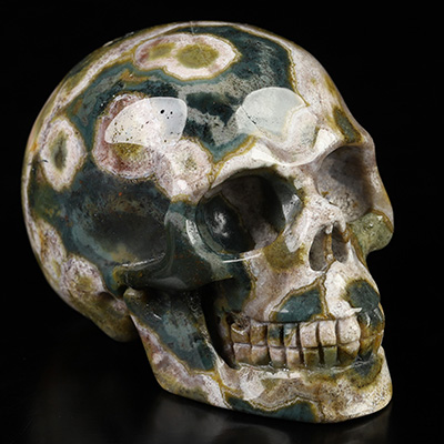 2.0" Ocean Jasper Hand Carved Crystal Skull, Realistic, Crystal Healing