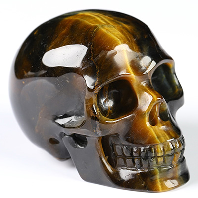 Gemstone 2.0" Blue & Gold Tiger's Eye Hand Carved Crystal Skull, Realistic, Crystal Healing
