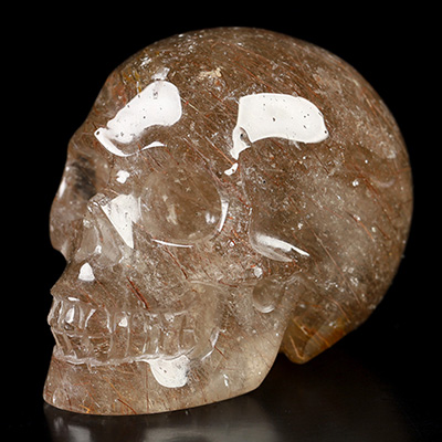 Gemstone 2.0" Rutilated Quartz Rock Crystal Hand Carved Crystal Skull, Realistic, Crystal Healing