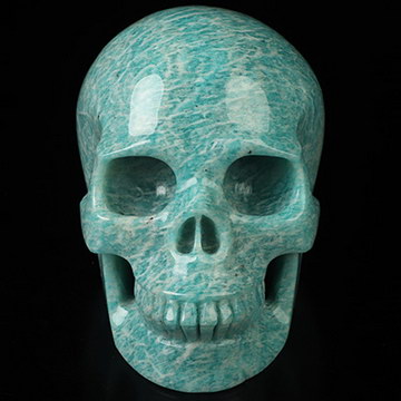 4.1" Amazonite Hand Carved Crystal Skull, Realistic, Crystal Healing