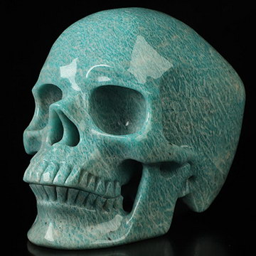 Super Realistic! Lifesized 6.7" Amazonite Hand Carved Crystal Skull, Crystal Healing