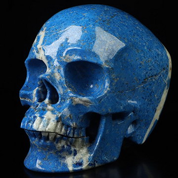 Gemstone Super Realistic! Lifesized 6.2" Lapis Lazuli Hand Carved Crystal Skull, Crystal Healing
