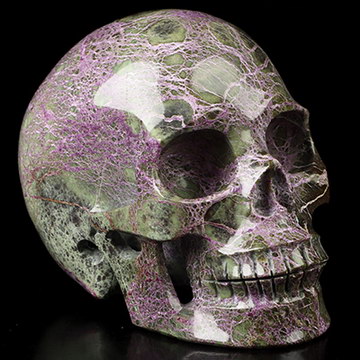 Gemstone 4.1" Stichtite and Serpentine Hand Carved Crystal Skull, Realistic, Crystal Healing