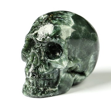 Gemstone 1.2" Tremolite & Marble Hand Carved Crystal Skull, Realistic, Crystal Healing