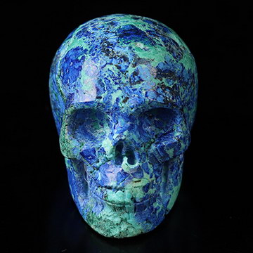 1.3" Azurite Chessylite Hand Carved Crystal Skull, Realistic, Crystal Healing