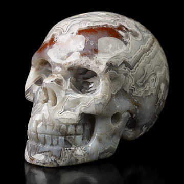 Gemstone 1.2" Red Crazy Lace Agate Hand Carved Crystal Skull, Realistic, Crystal Healing