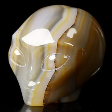 2.0" Premium Brazilian Agate Star Being Female Alien Crystal Skull Companion, Hand Carved Gemstone Fine Art Sculpture, Reiki Healing Stone Statue
