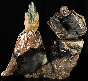 12.0" Dinosaur Egg Agate Hand Carved Crystal Stand for "The Offering", Crystal Healing