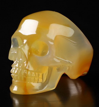 US Size 9# Carnelian Hand Carved Crystal Skull Ring, Skull Jewelry