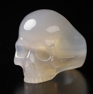 US Size 9# Agate Hand Carved Crystal Skull Ring, Skull Jewelry