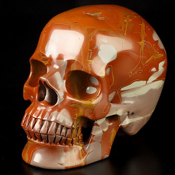 5.0" Red Noreena Jasper Hand Carved Crystal Skull, Super Realistic, Crystal Healing