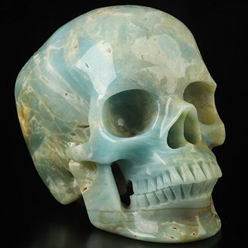 5.1" Chinese Amazonite Hand Carved Crystal Skull, Super Realistic, Crystal Healing