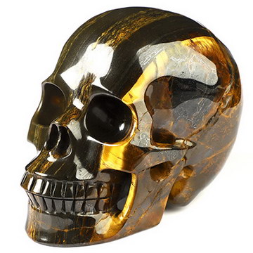 5.1" Gold Tiger's Eye Hand Carved Crystal Skull, Crystal Healing