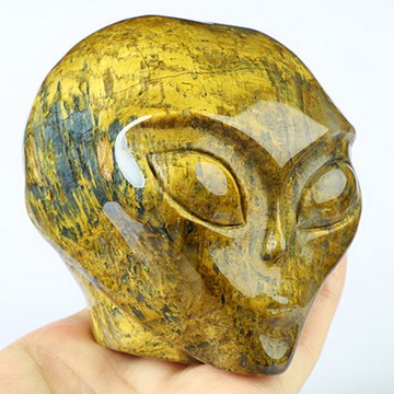 3.3" New Pietersite Star Being Female Alien Crystal Skull Companion, Hand Carved Gemstone Fine Art Sculpture, Reiki Healing Stone Statue