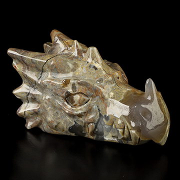 3.7" Dinosaur Egg Agate Hand Carved Crystal Dragon Head Skull Sculpture, Crystal Healing
