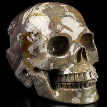 5.1" Dinosaur Egg Agate Amethyst Geode Hand Carved Crystal Skull, Realistic, Crystal Healing