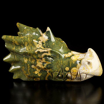 3.9" Ocean Jasper Hand Carved Crystal Dragon Head Skull Sculpture, Crystal Healing