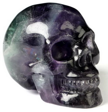 2.0" Fluorite Hand Carved Crystal Skull, Realistic, Crystal Healing