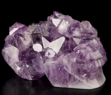 2.6" Agate Amethyst Druse Hand Carved Crystal Skull Fine Art Sculpture, Crystal Healing