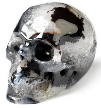 2.0" Black Zebra Agate Hand Carved Crystal Skull, Realistic, Crystal Healing