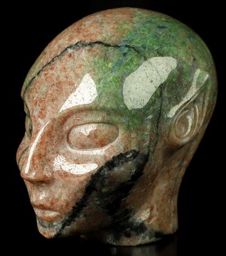 3.6" Chinese Garnet Hand Carved Fairy Elf Alien Crystal Skull Companion Sculpture, Crystal Healing