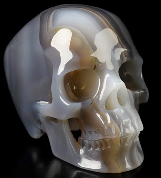 5.1" Premium Brazilian Agate Hand Carved Crystal Skull, Super Realistic, Crystal Healing
