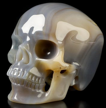 4.2" Premium Brazilian Agate Hand Carved Crystal Skull, Super Realistic, Crystal Healing
