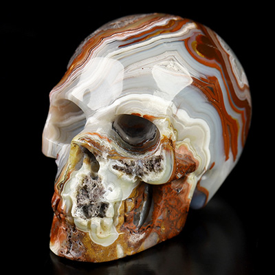 Gemstone 1.5" Red Crazy Lace Agate Hand Carved Crystal Skull, Realistic, Crystal Healing