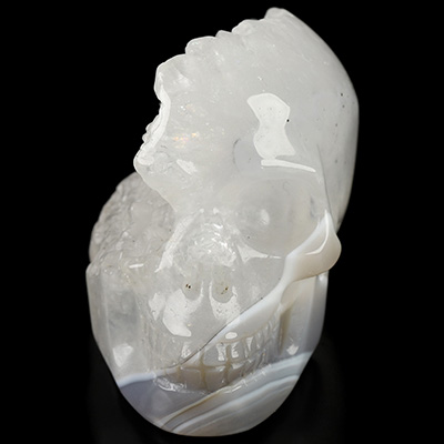 2.0" Agate Geode Hand Carved Crystal Skull, Realistic, Crystal Healing