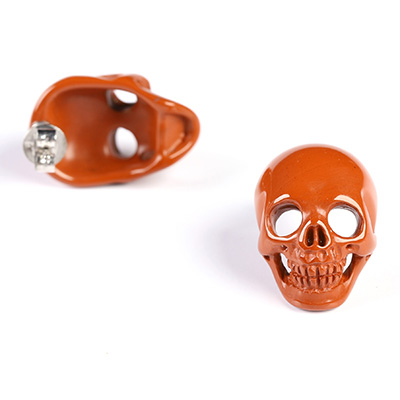  Red Jasper Hand Carved Crystal Skull Earrings, Skull Jewelry