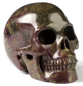 Gemstone 3.0" Stichtite and Serpentine Hand Carved Crystal Skull, Realistic, Crystal Healing