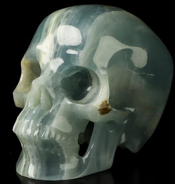 5.1" Blue Onyx Hand Carved Crystal Skull, Super Realistic, Crystal Healing
