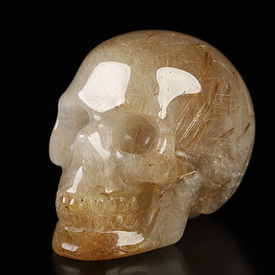 Gemstone 1.5" Rutilated Quartz Rock Crystal Hand Carved Crystal Skull, Realistic, Crystal Healing