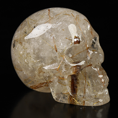 Gemstone 1.5" Rutilated Quartz Rock Crystal Hand Carved Crystal Skull, Realistic, Crystal Healing