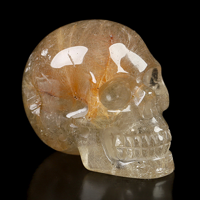 1.5" Rutilated Quartz Rock Crystal Hand Carved Crystal Skull, Realistic, Crystal Healing