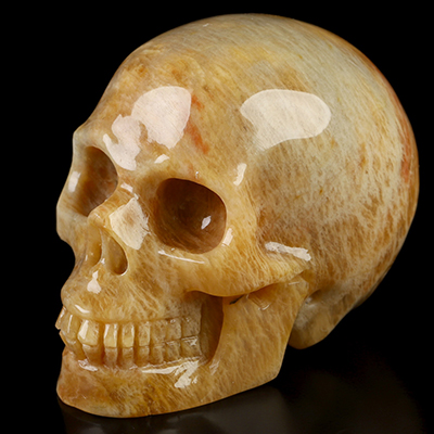 2.0" Sunstone Hand Carved Crystal Skull, Realistic, Crystal Healing