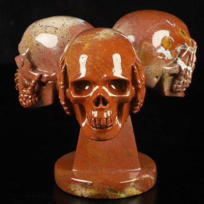 5.1" Indian Agate Hand Carved Crystal Skulls Fine Art Sculpture, Crystal Healing