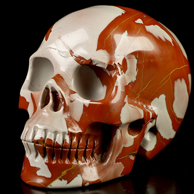 3.5" Red Noreena Jasper Hand Carved Crystal Skull, Realistic, Crystal Healing