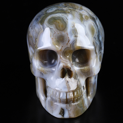 2.0" Ocean Jasper Hand Carved Crystal Skull, Realistic, Crystal Healing