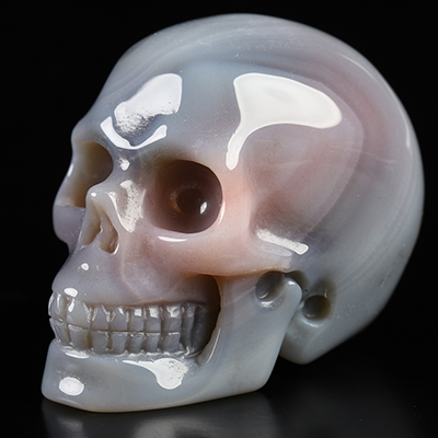 Gemstone 1.5" Mozambique Agate Hand Carved Crystal Skull, Realistic, Crystal Healing