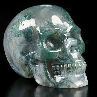2.0" Green Moss Agate Hand Carved Crystal Skull, Realistic, Crystal Healing