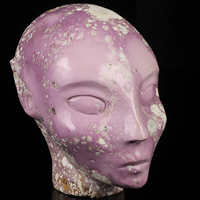 4.1" Phosphosiderite Hand Carved Fairy Elf Alien Crystal Skull Companion Sculpture, Crystal Healing