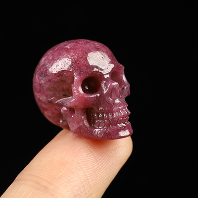 Gemstone 0.7" Ruby Hand Carved Crystal Skull, Realistic, Crystal Healing