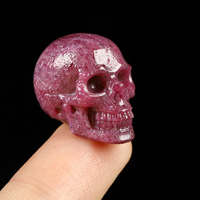 Gemstone 0.7" Ruby Hand Carved Crystal Skull, Realistic, Crystal Healing