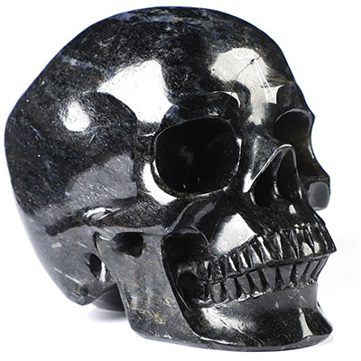Super Realistic! Lifesized 6.1" Iolite Hand Carved Crystal Skull, Crystal Healing