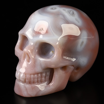 Gemstone 2.0" Mozambique Agate Hand Carved Crystal Skull, Realistic, Crystal Healing