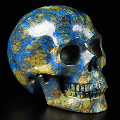 2.0" Azurite Chessylite Hand Carved Crystal Skull, Realistic, Crystal Healing